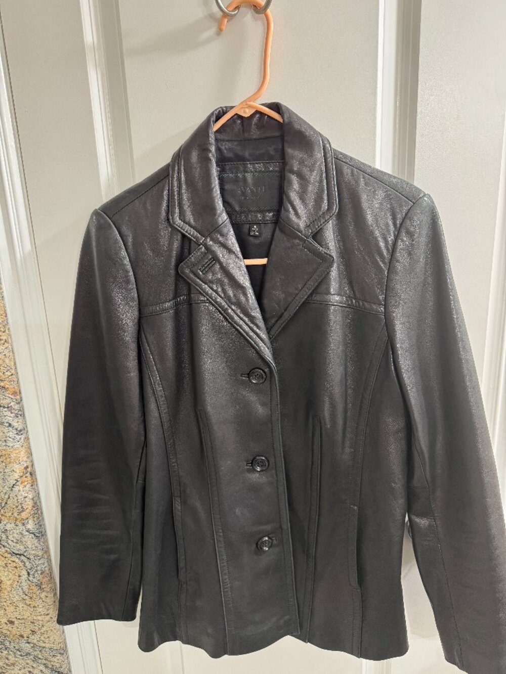 Avanti Black Leather Jacket, S